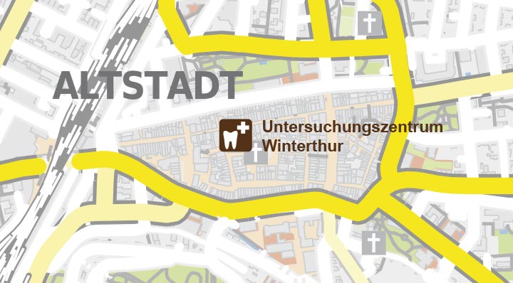 Lageplan des Untersuchungszentrums Winterthur