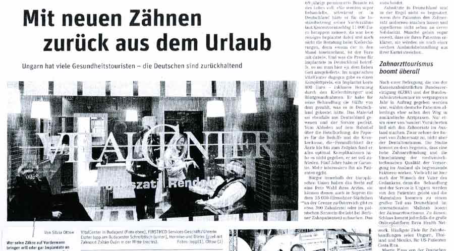 Artikel neues Deutschland Februar 2010 "Mit neuen Zähnen zurück aus dem Urlaub"